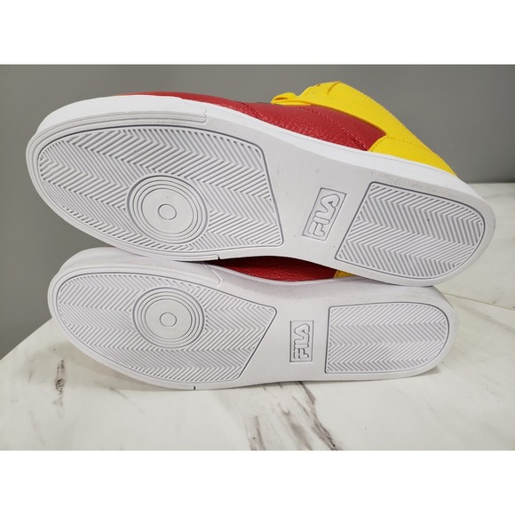 RARE FILA Impress LL Fade Men's Size‎ 8.5 High Top Sneaker Yellow Red Shoes Mid - Picture 6 of 9